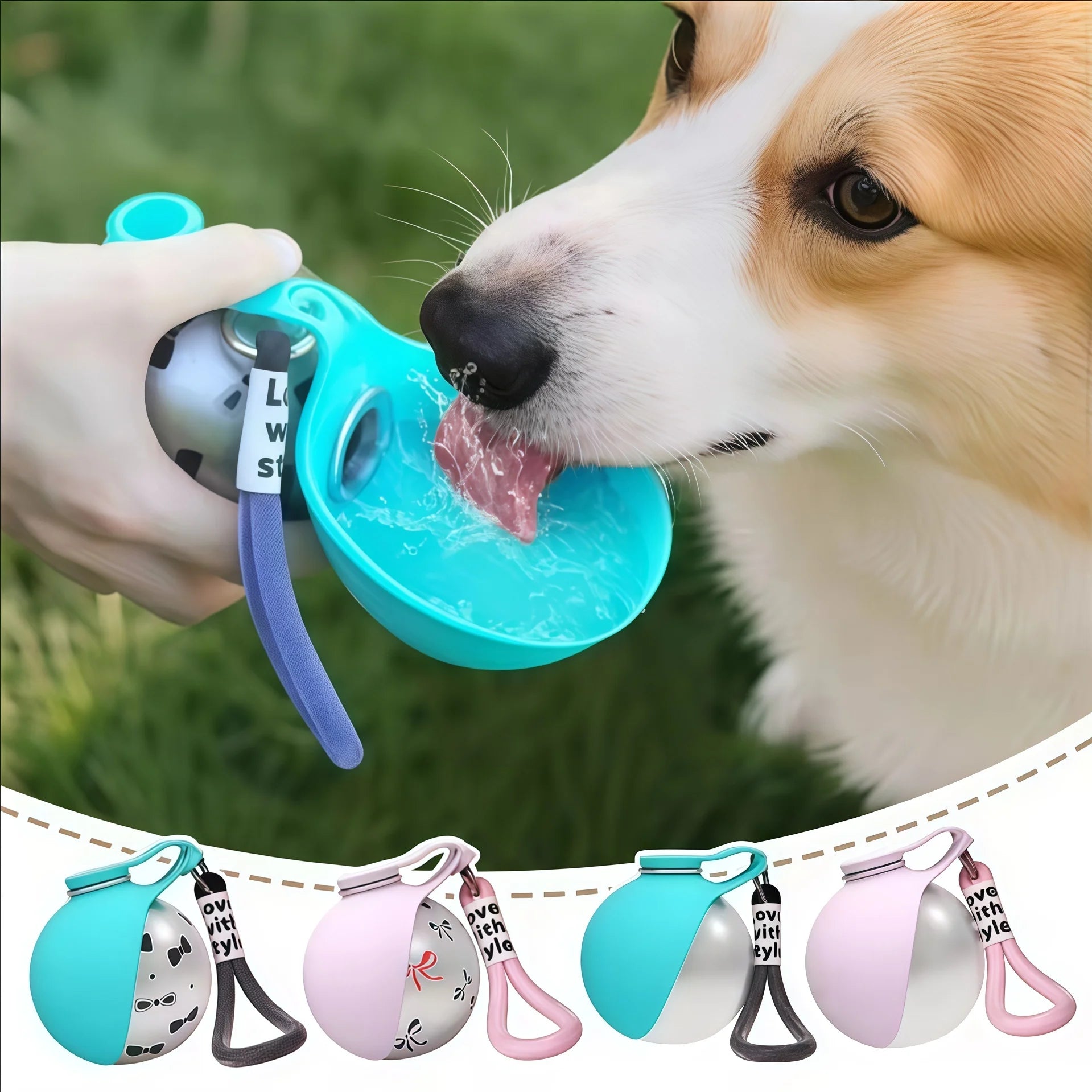 2-in-1 Portable Dog Water Bottle for Small Dogs